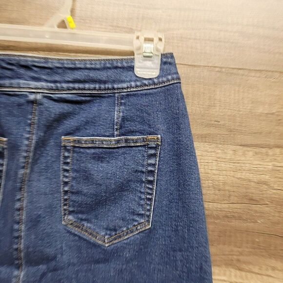 Loft Jean Mini Skirt Size 0 Womens Blue Denim Button Front High Rise Medium Wash - Picture 8 of 14